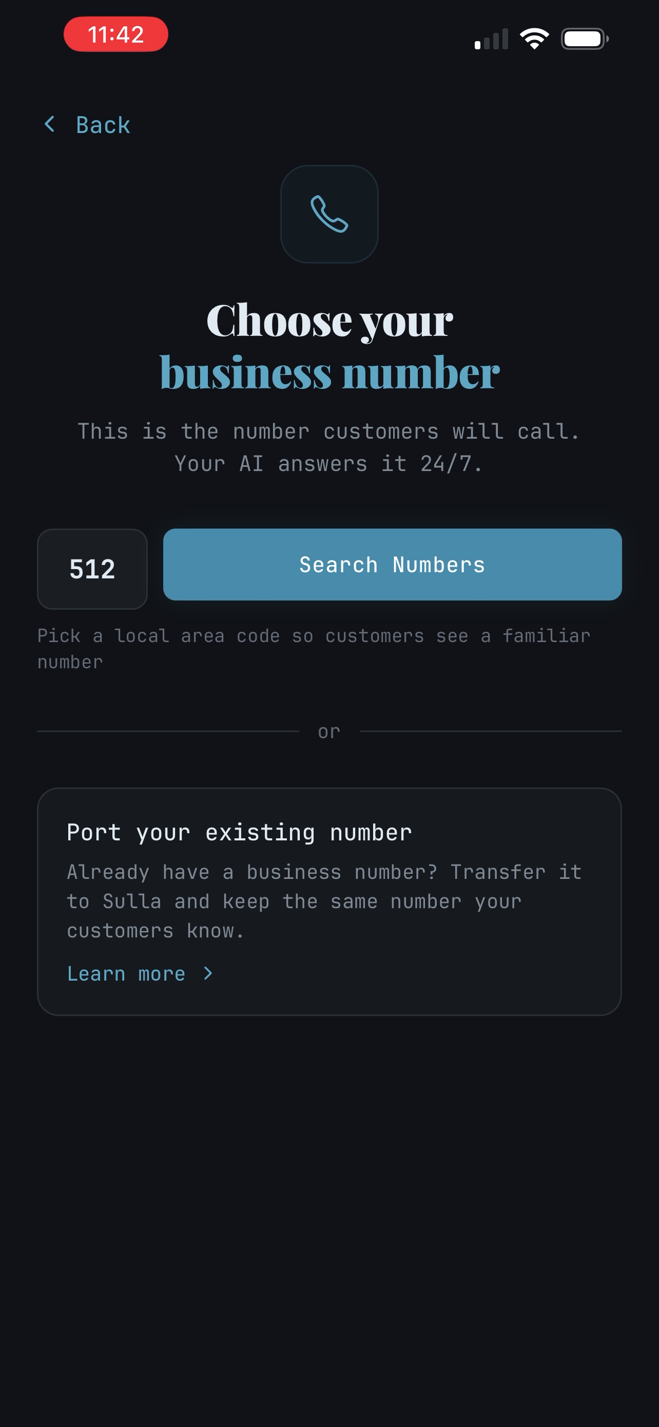 Choose your business number setup